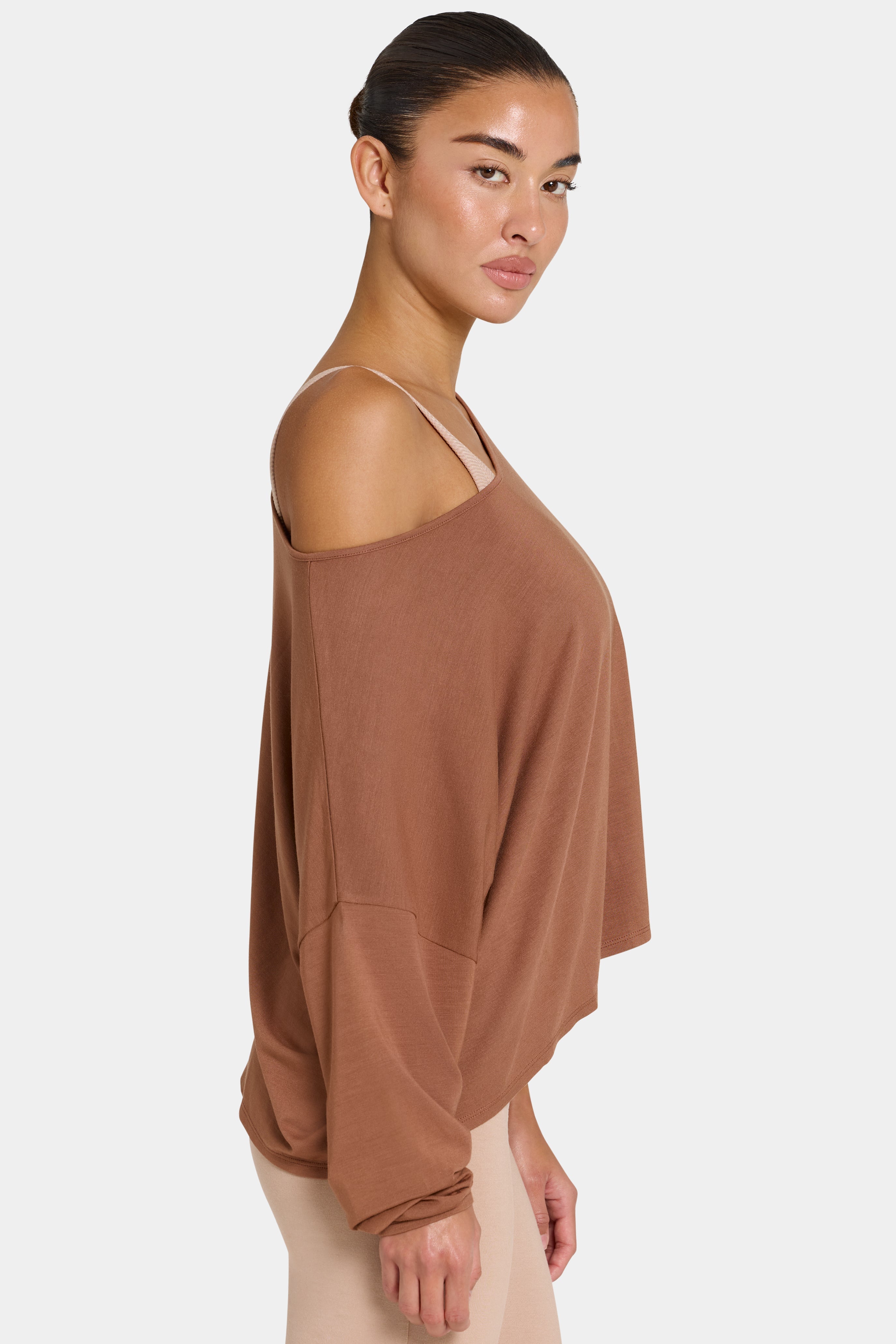 ButterCloud™ Slouchy Off-Shoulder Top in Cocoa