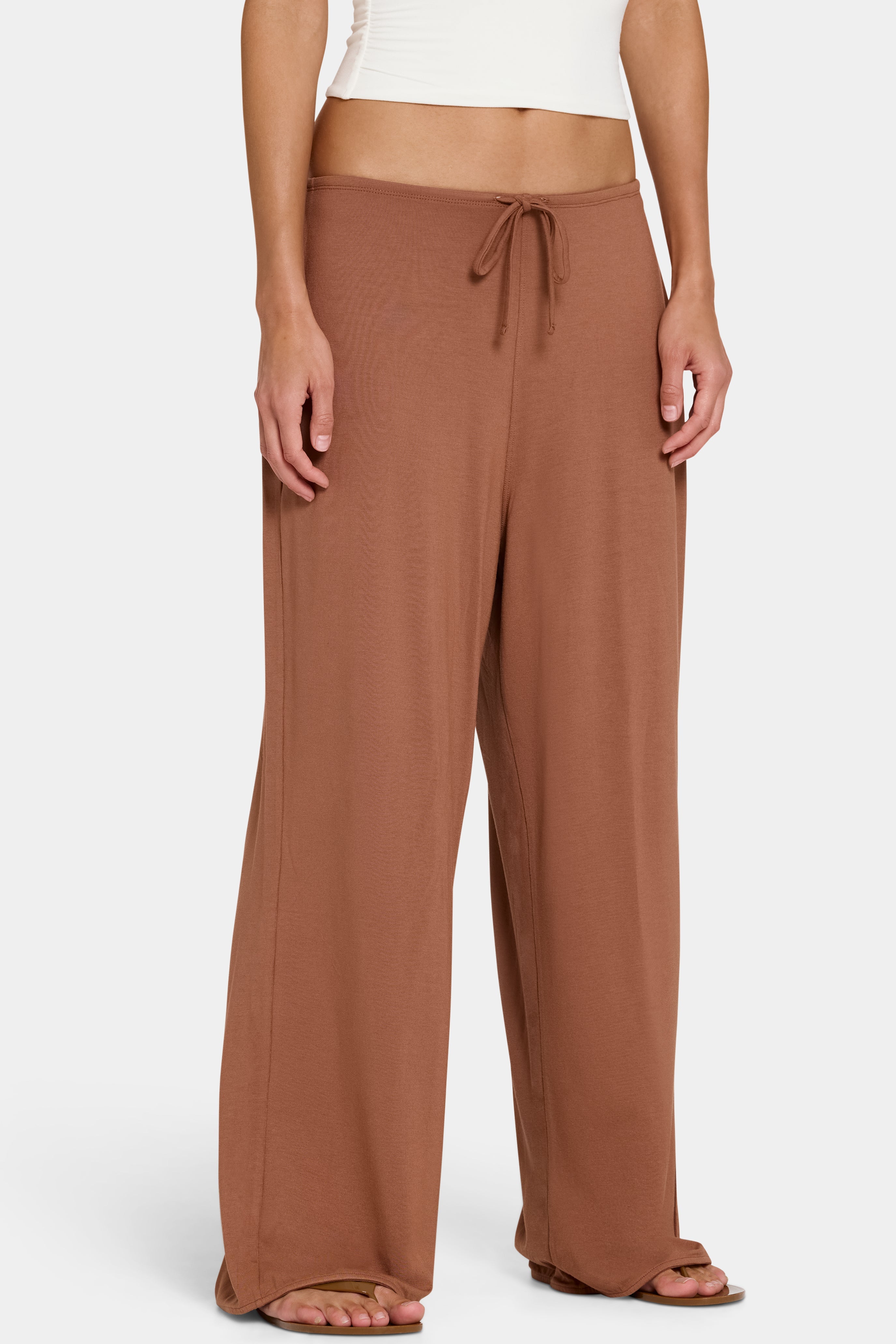 ButterCloud™ Tie-Waist Wide-Leg Trousers in Cocoa