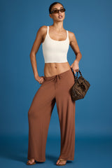ButterCloud™ Tie-Waist Wide-Leg Trousers in Cocoa