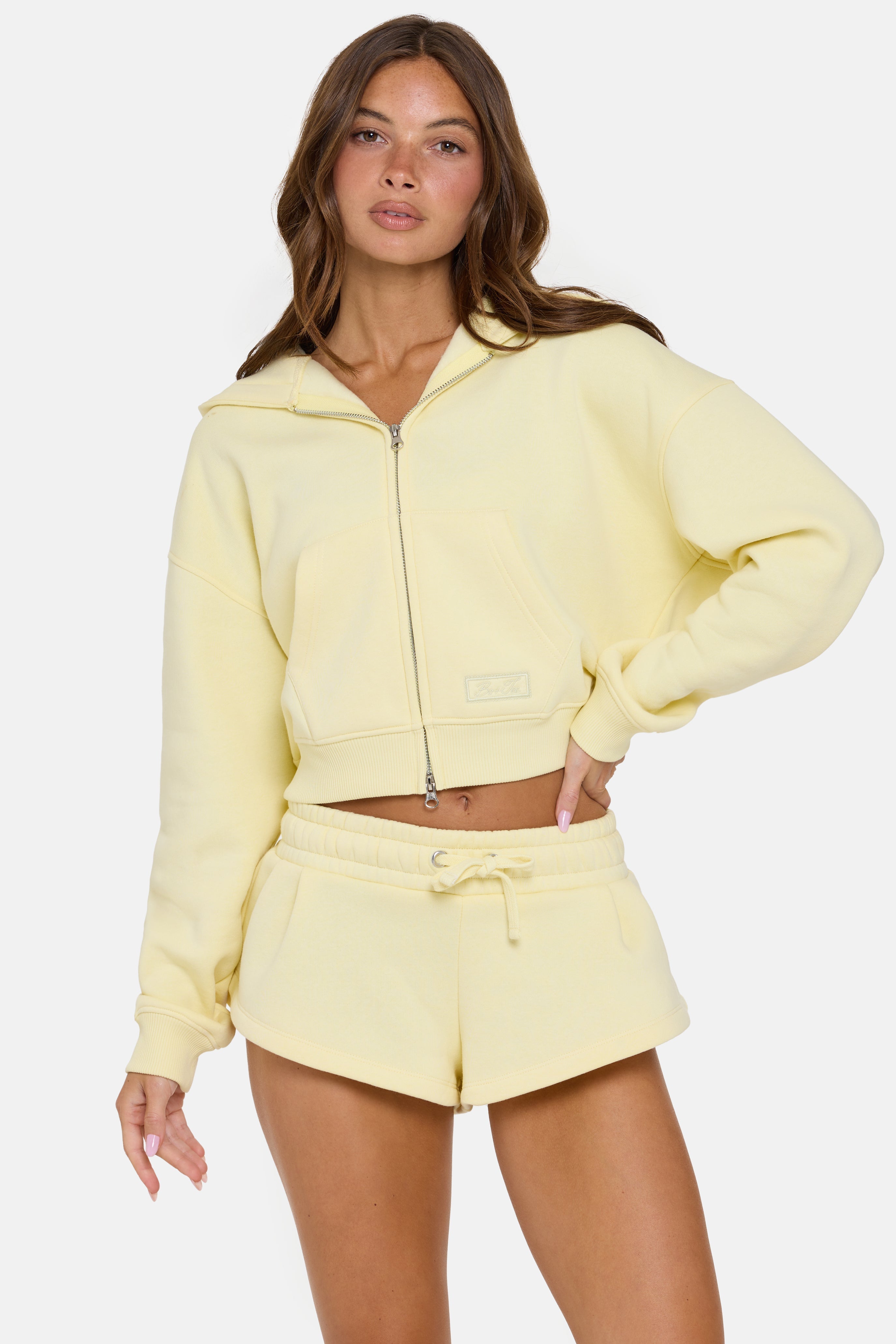 Oversized Zip-Up Hoodie in Buttercream
