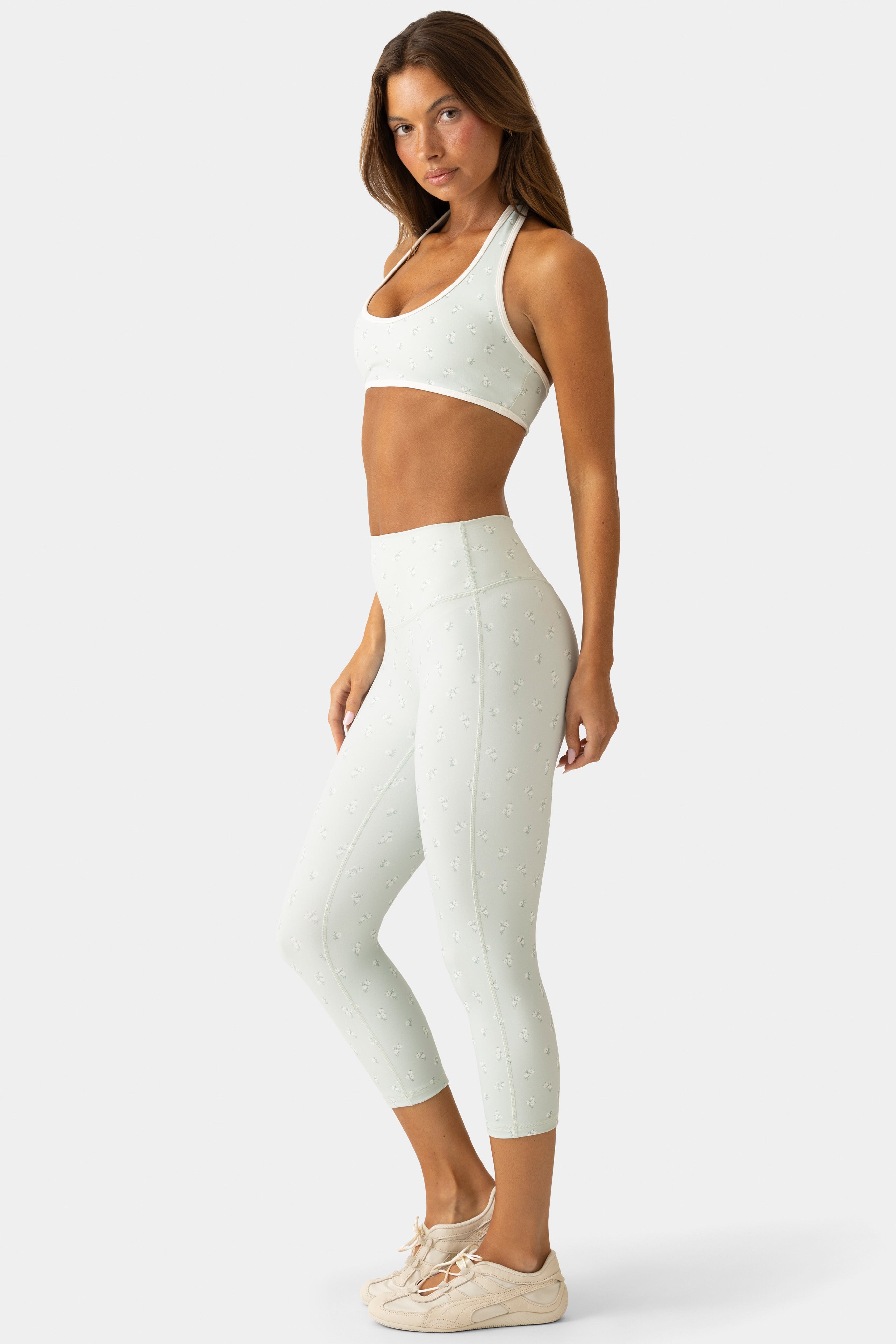 Soft Active Capri Leggings in Matcha Meadow