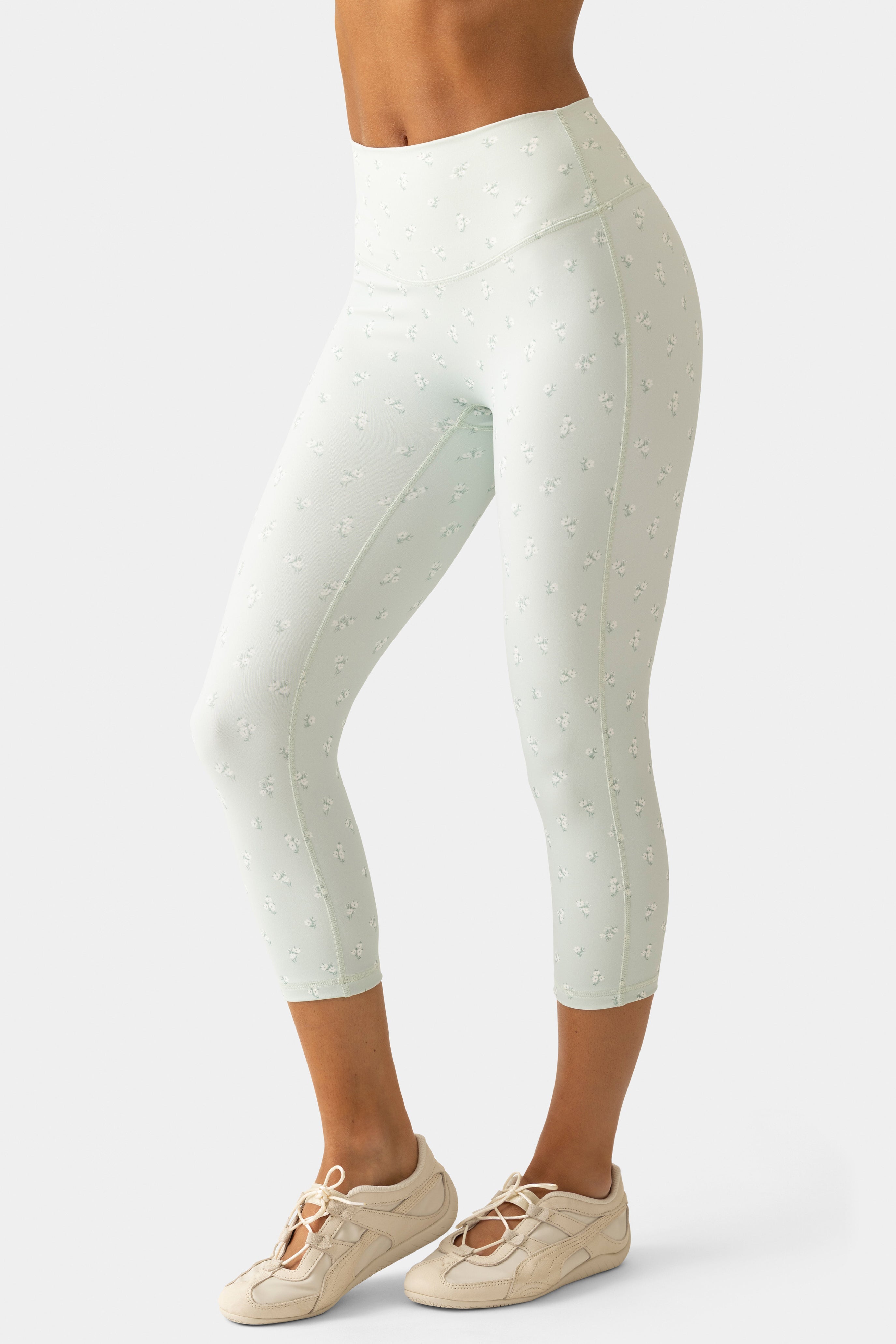 Soft Active Capri Leggings in Matcha Meadow