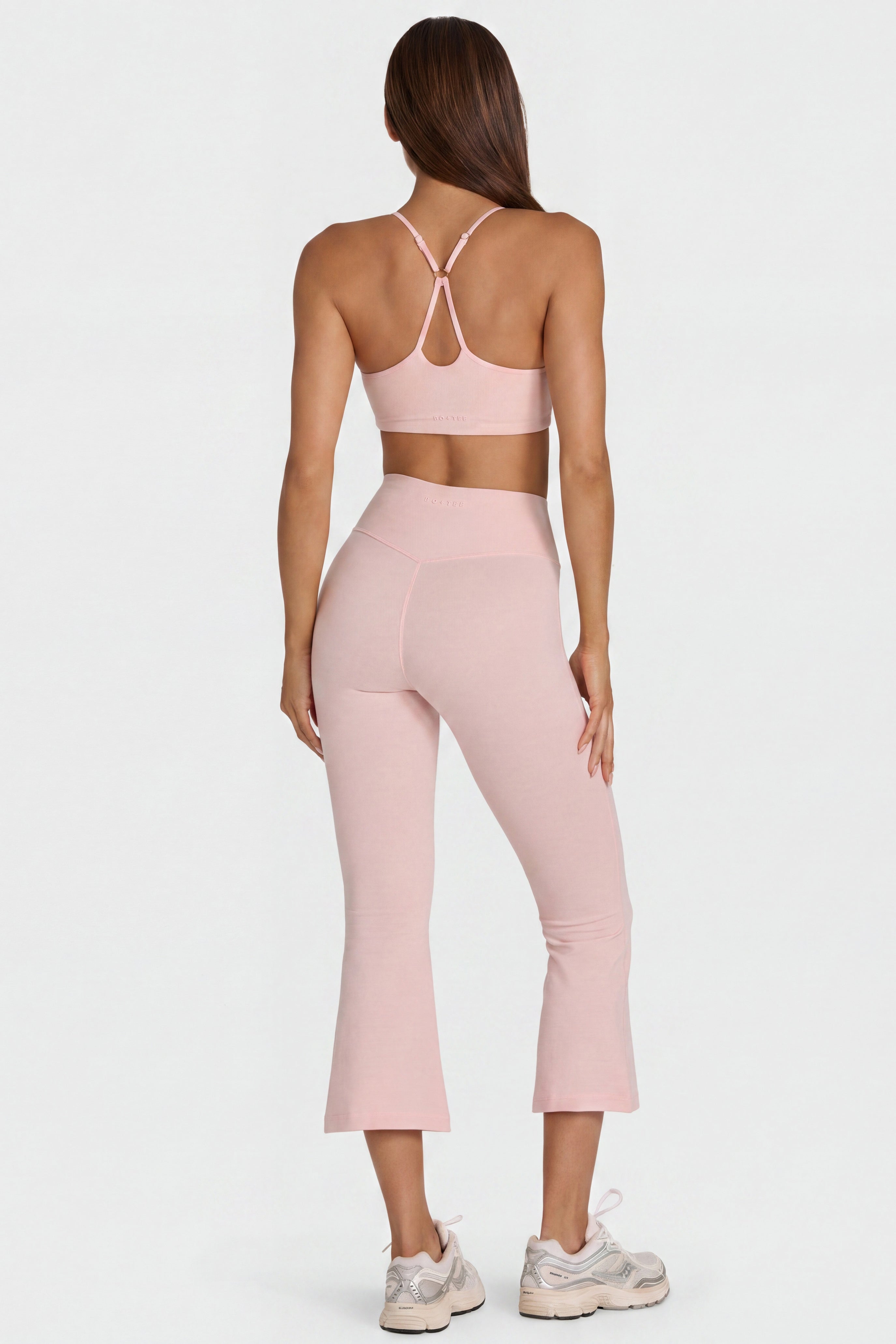 Soft Active Flared Capri Leggings in Blush Marl