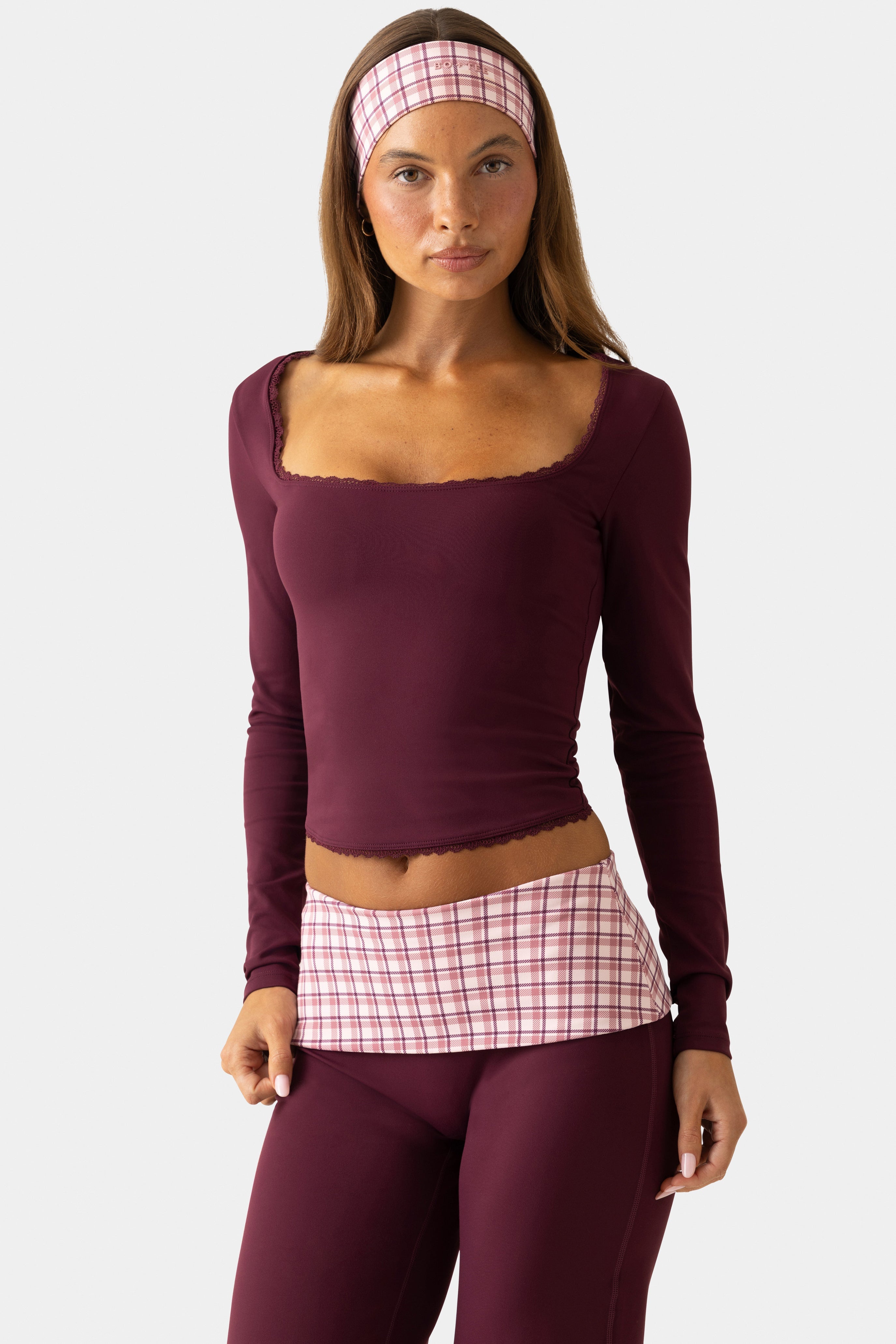 Soft Active Long-Sleeve Top  in Burgundy