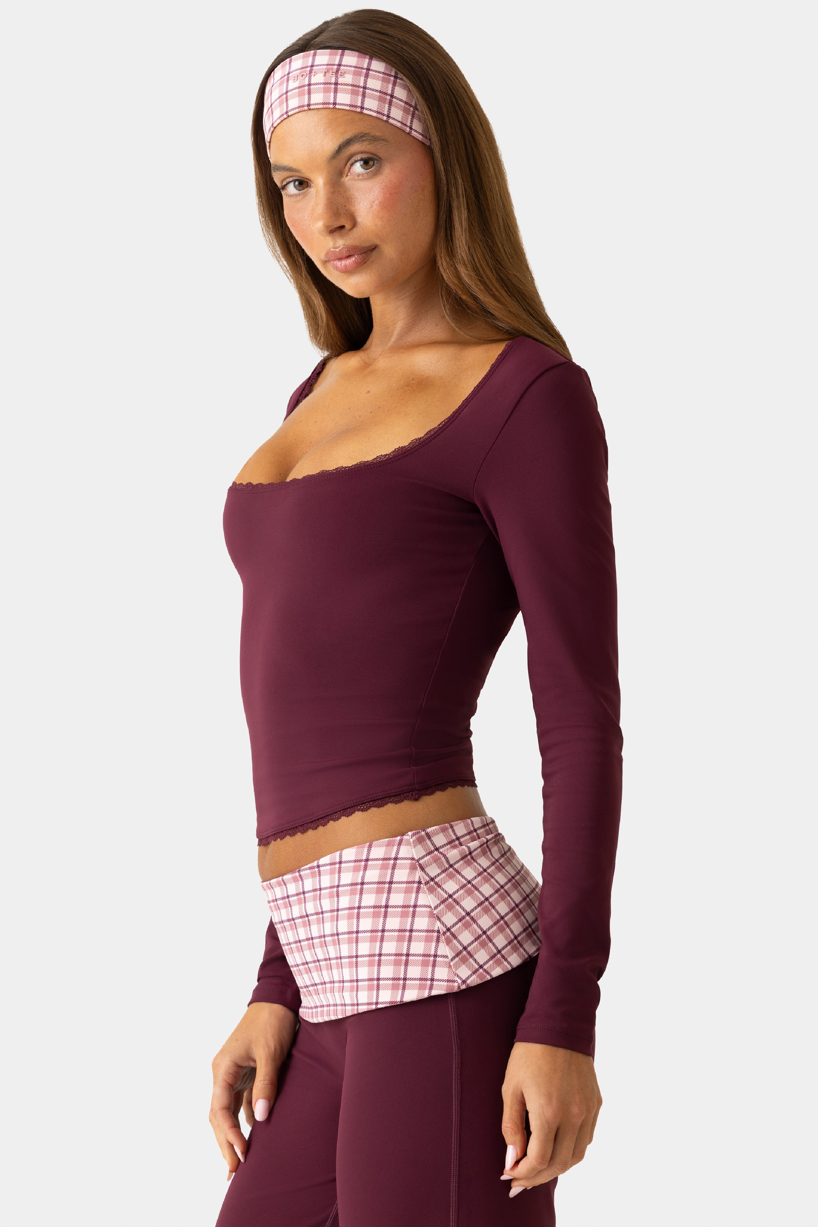 Soft Active Long-Sleeve Top  in Burgundy