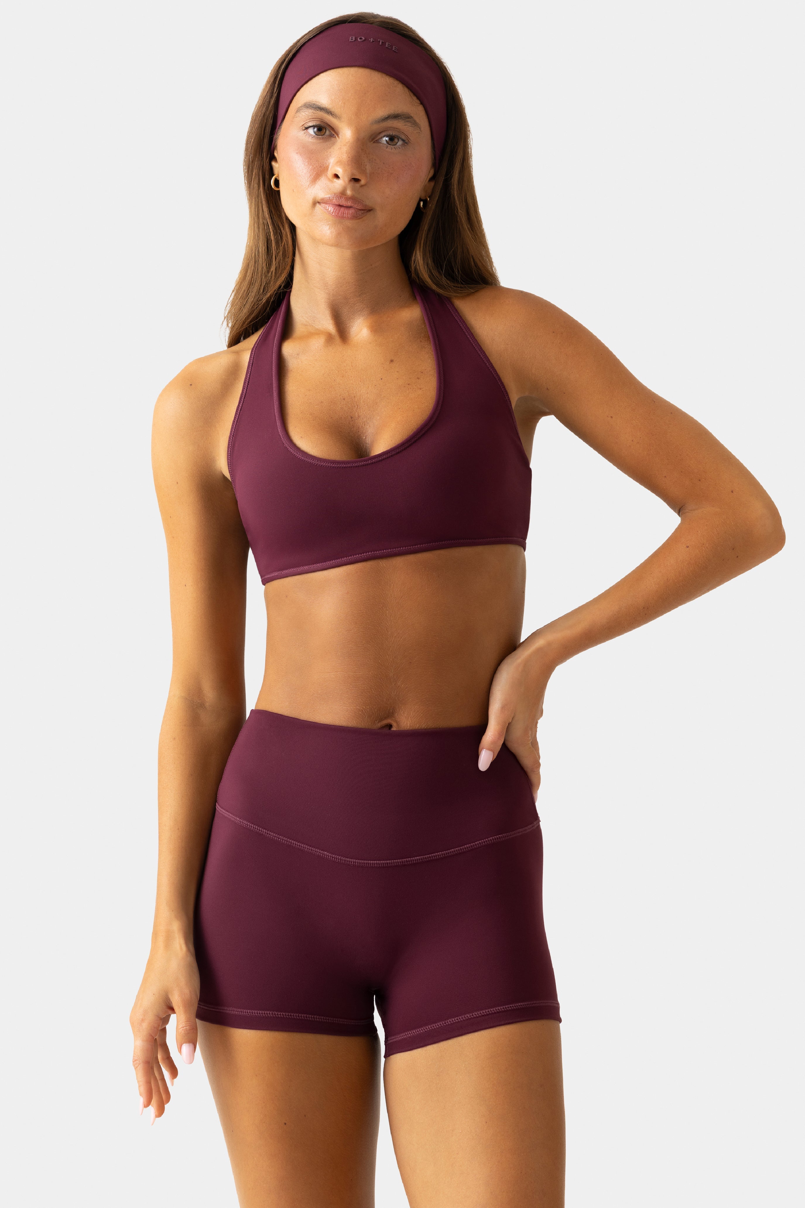 Soft Active Mini Shorts in Burgundy