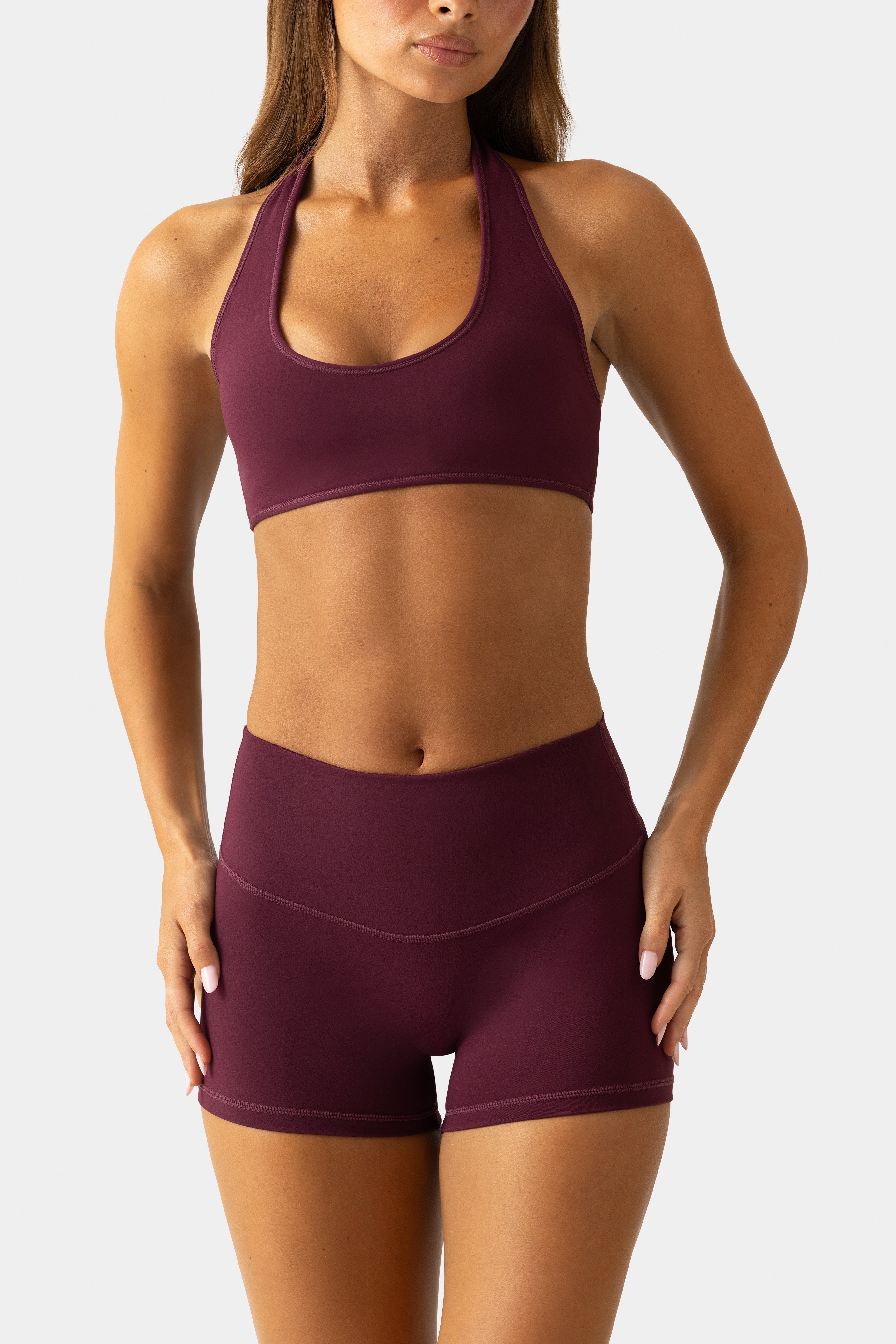 Soft Active Mini Shorts in Burgundy