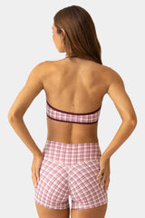 Soft Active Mini Shorts in Mauve Plaid