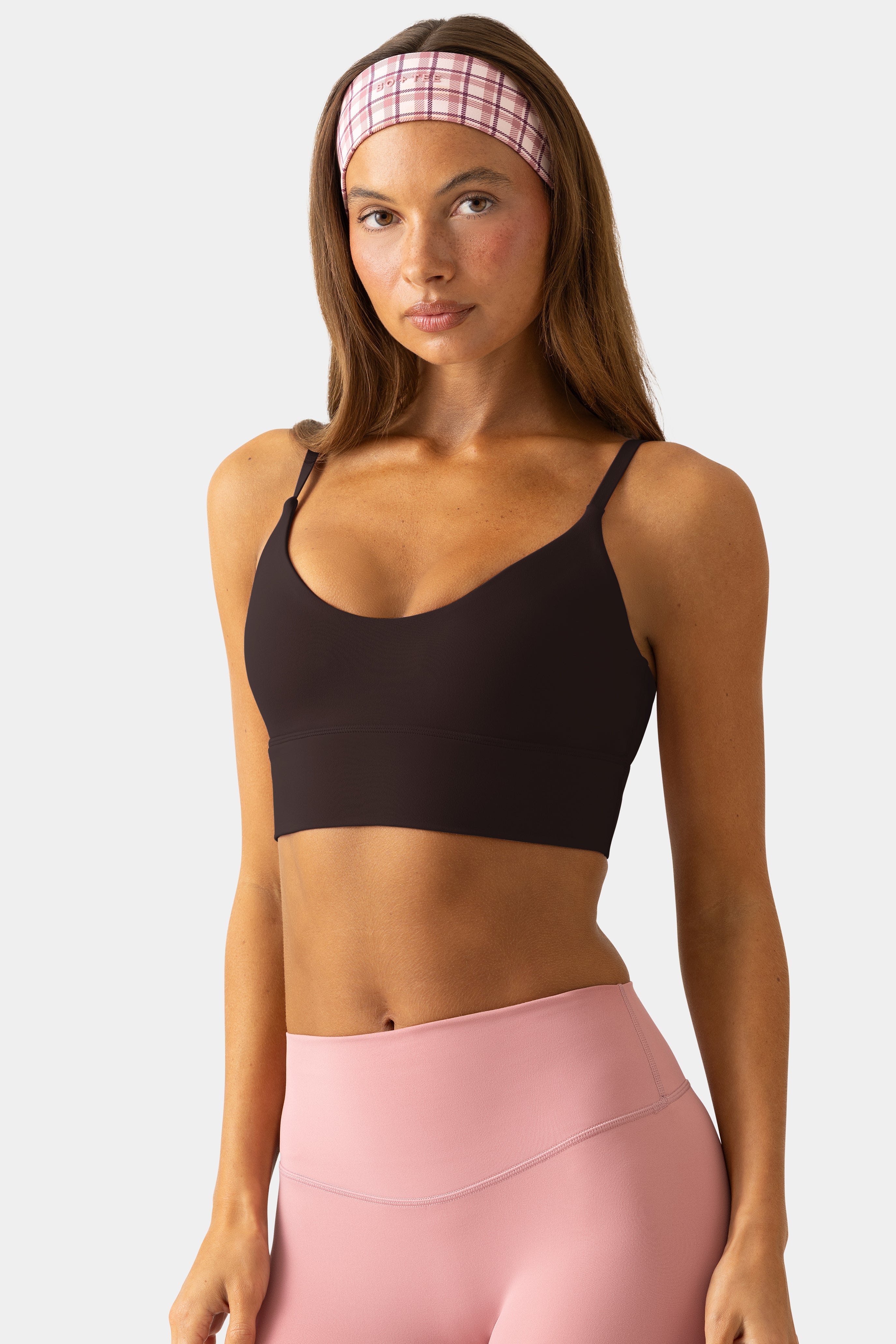Soft Active Scoop-Neck Sports Bra in Espresso