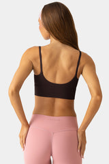 Soft Active Scoop-Neck Sports Bra in Espresso