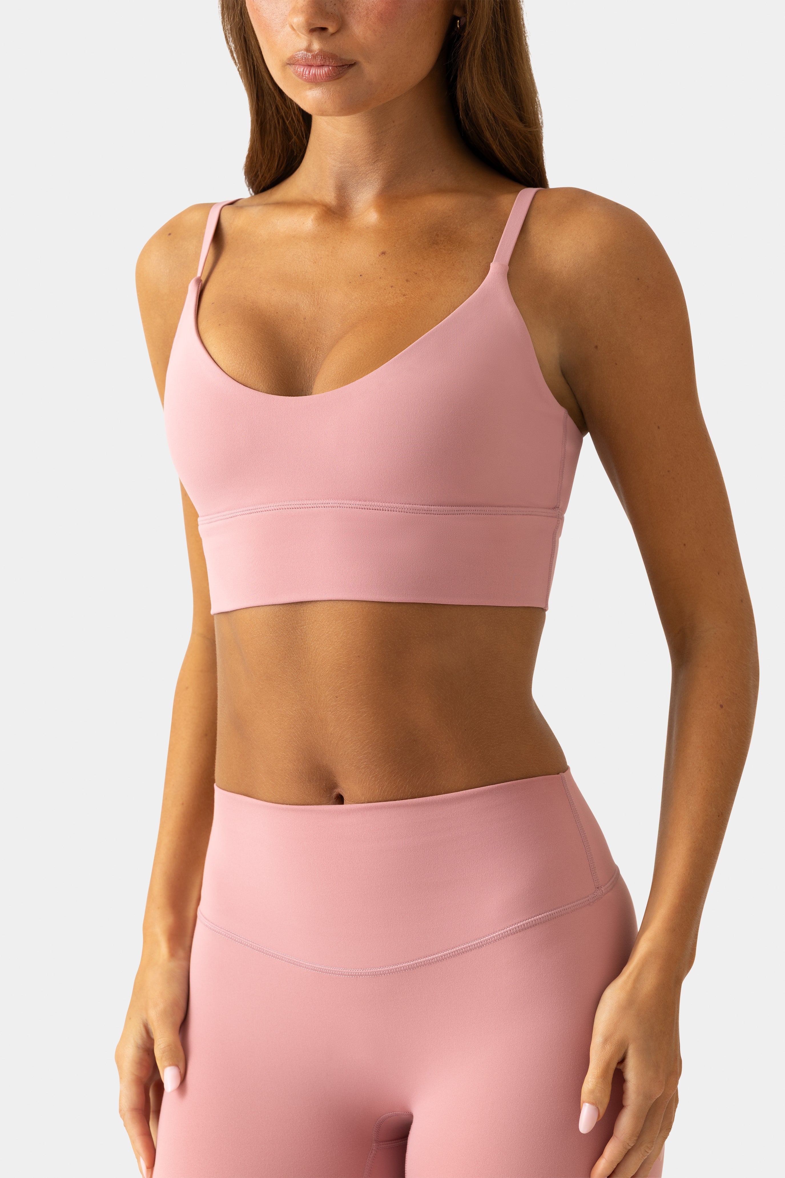 Soft Active Scoop-Neck Sports Bra in Mauve