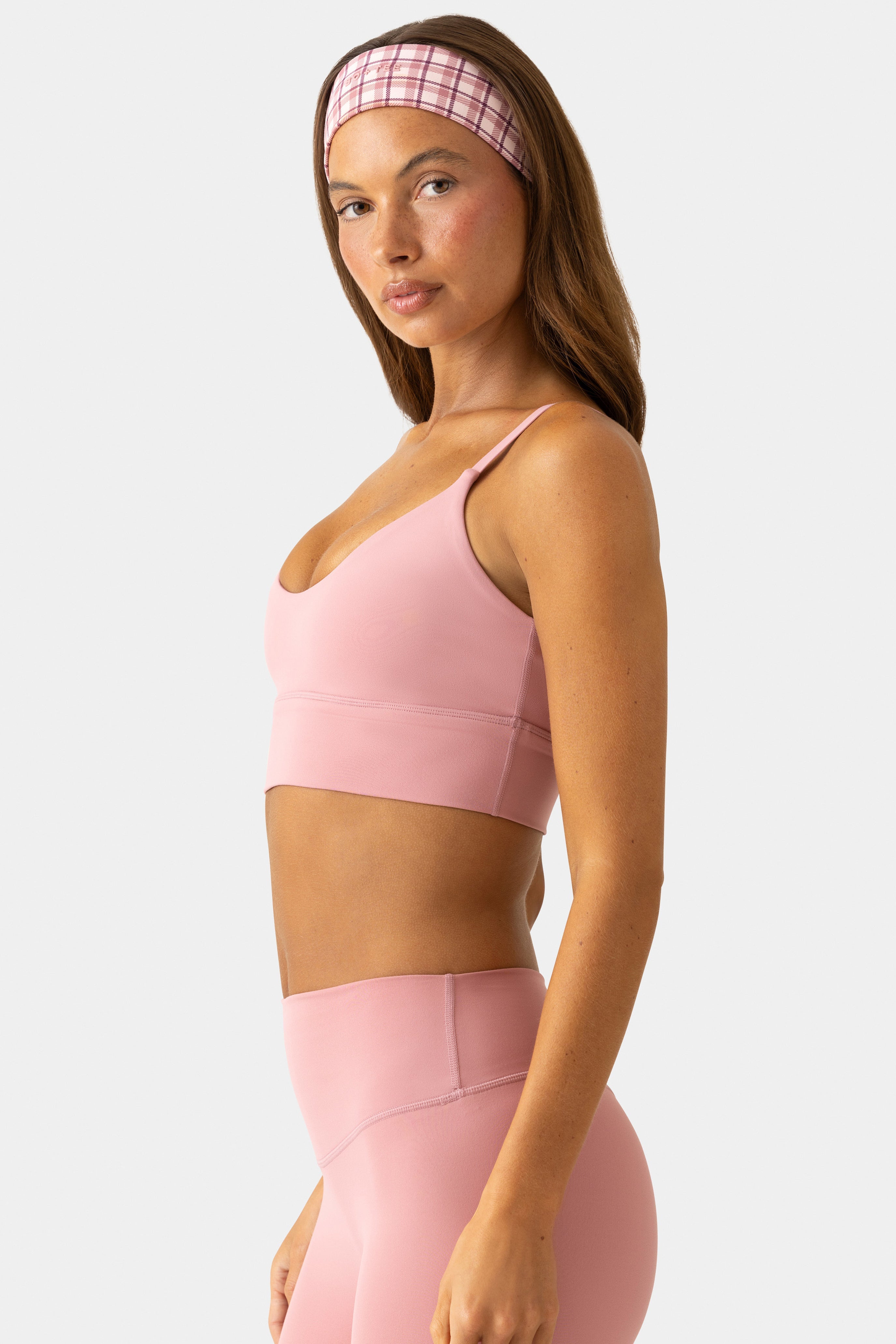 Soft Active Scoop-Neck Sports Bra in Mauve