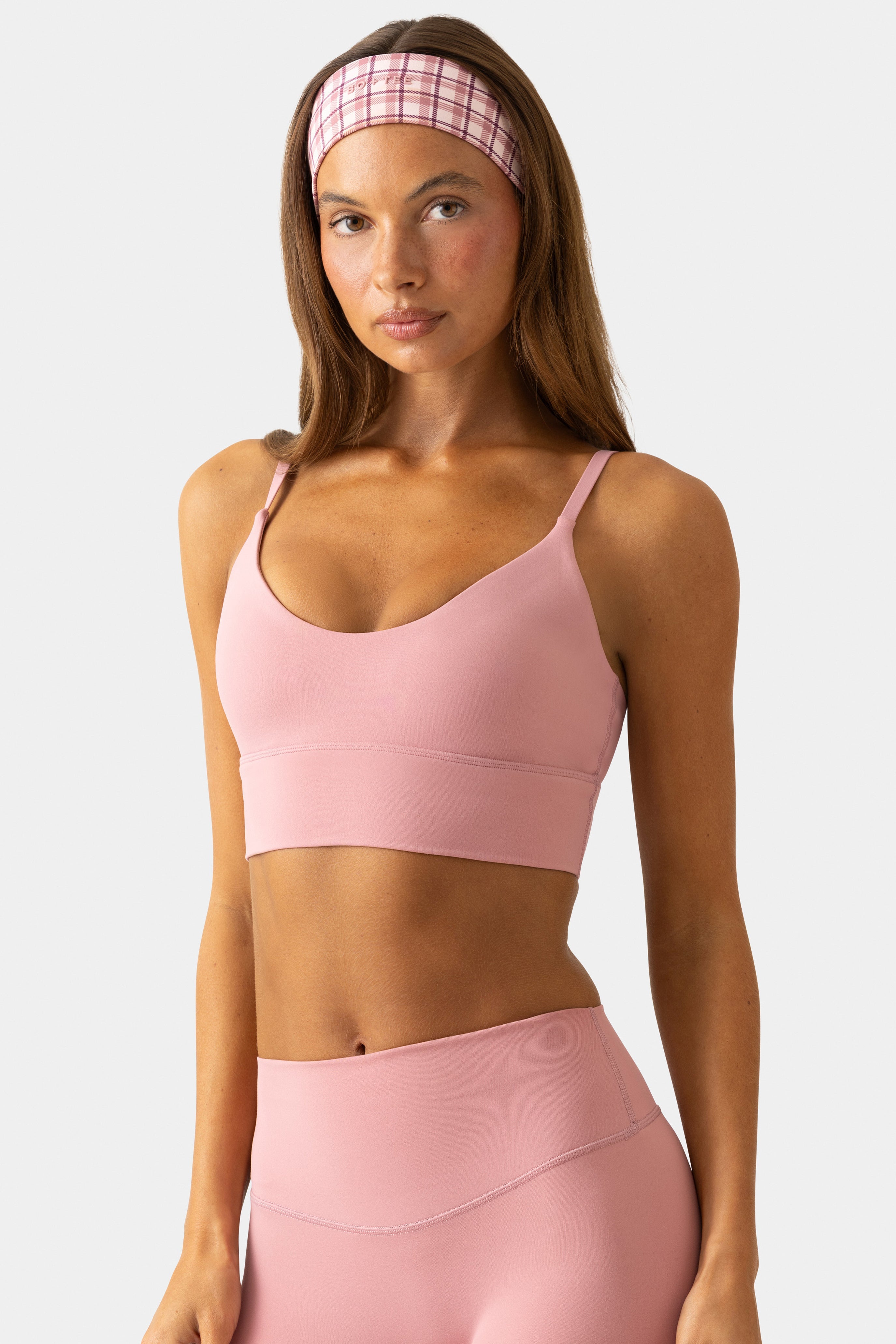 Soft Active Scoop-Neck Sports Bra in Mauve