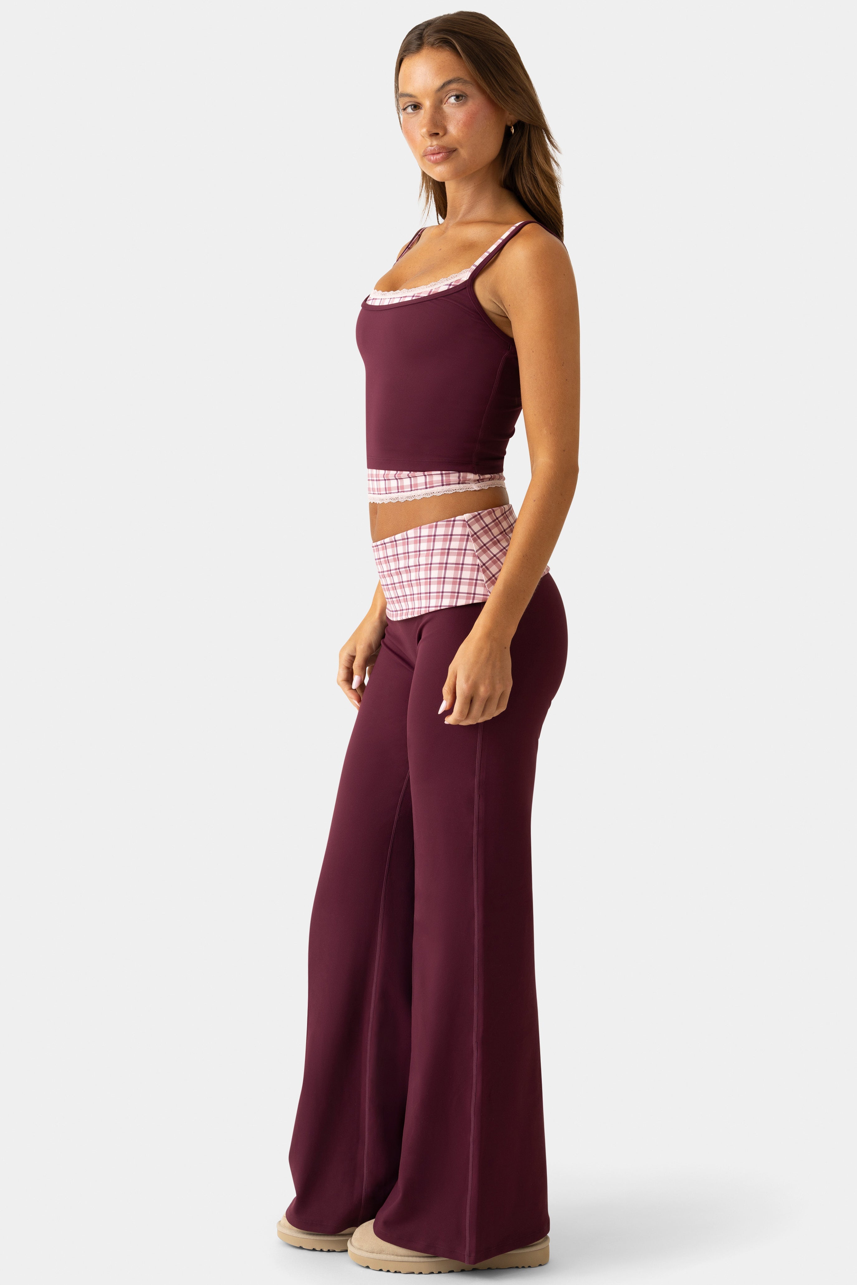 Soft Active Wide-Leg Trouser in Burgundy