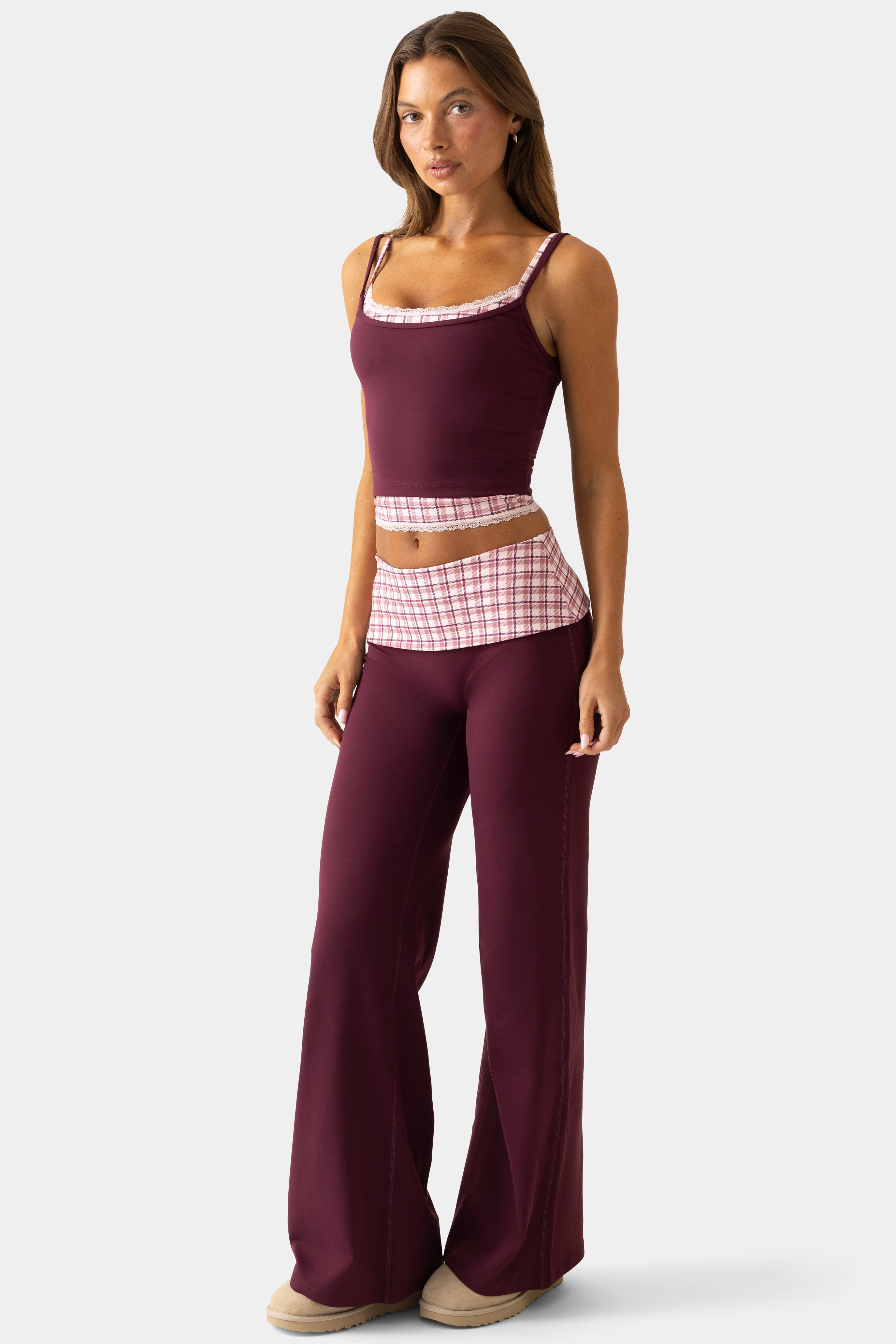 Soft Active Wide-Leg Trouser in Burgundy