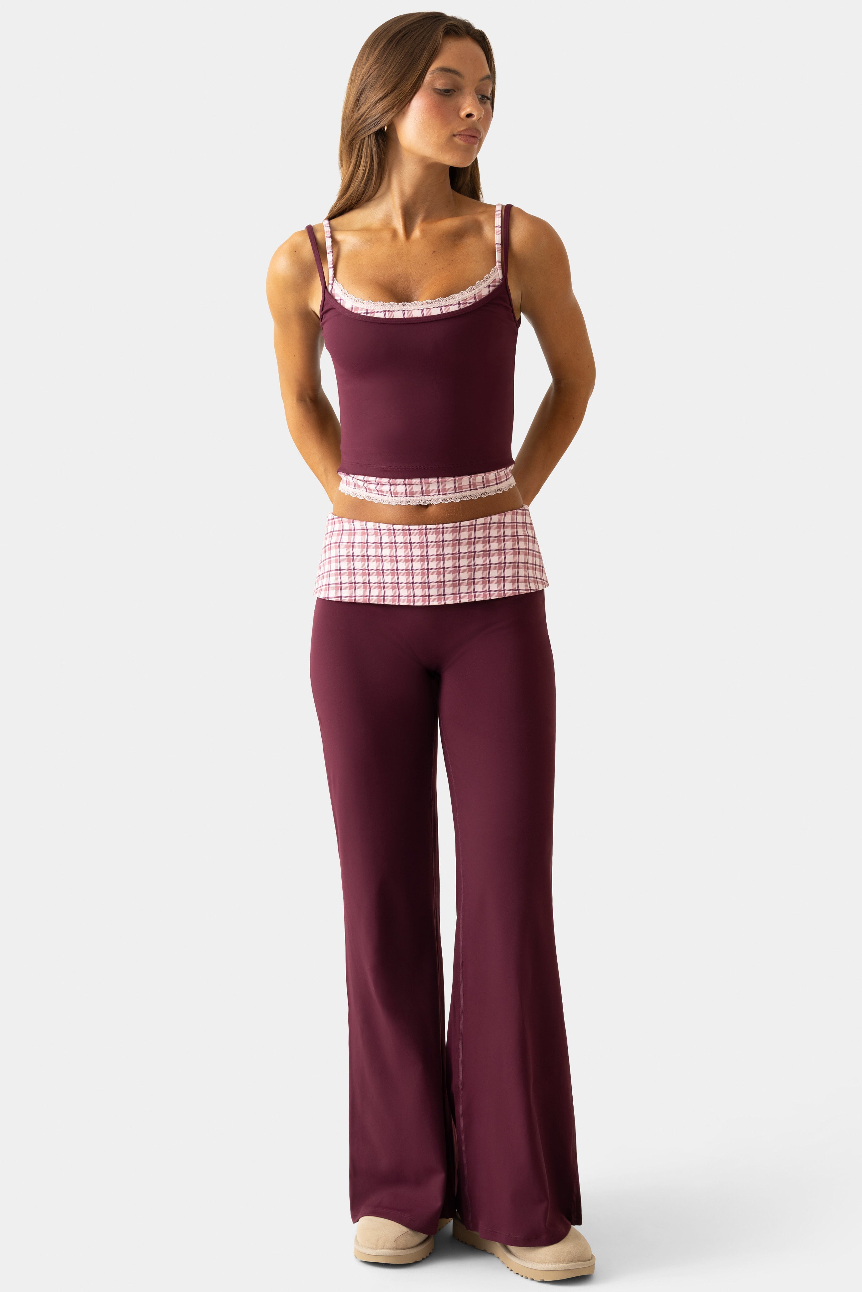 Soft Active Wide-Leg Trouser in Burgundy