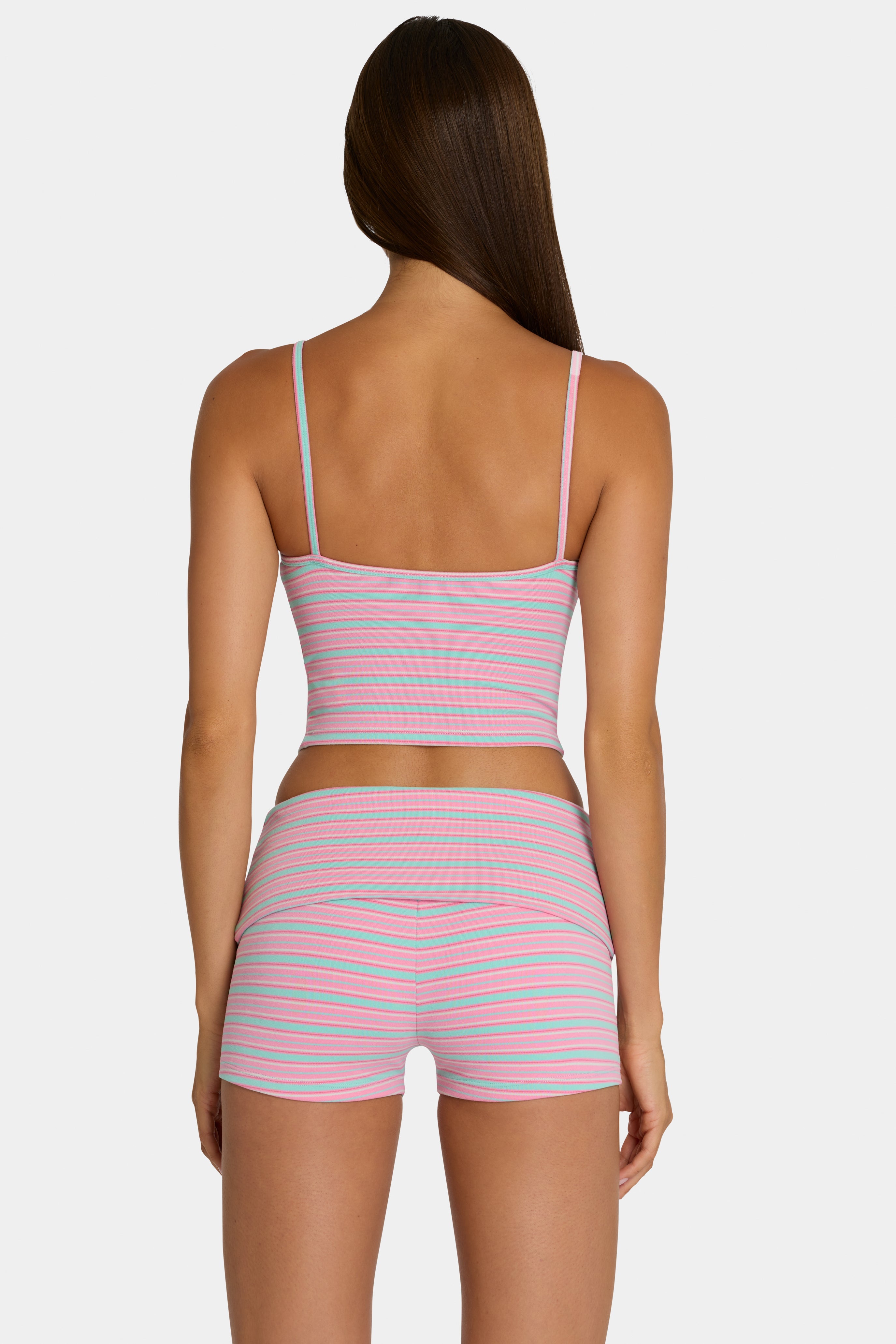 Brushed Jersey Tank Top in Multi Stripe