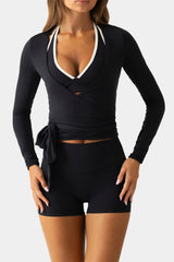 Soft Jersey Wrap Top in Black