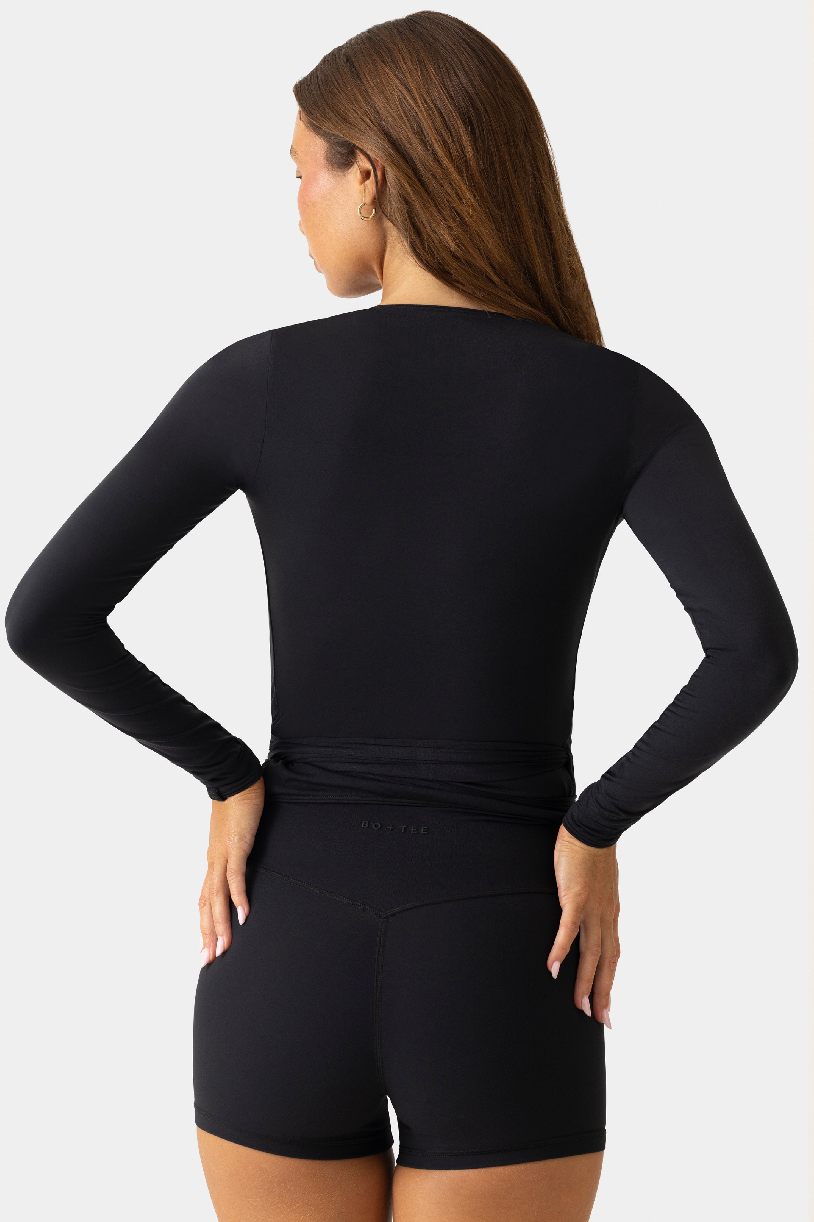 Soft Jersey Wrap Top in Black