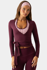 Soft Jersey Wrap Top in Burgundy