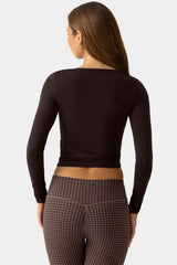 Soft Jersey Wrap Top in Espresso
