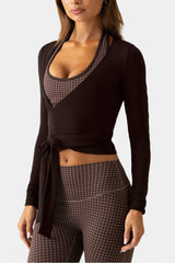 Soft Jersey Wrap Top in Espresso