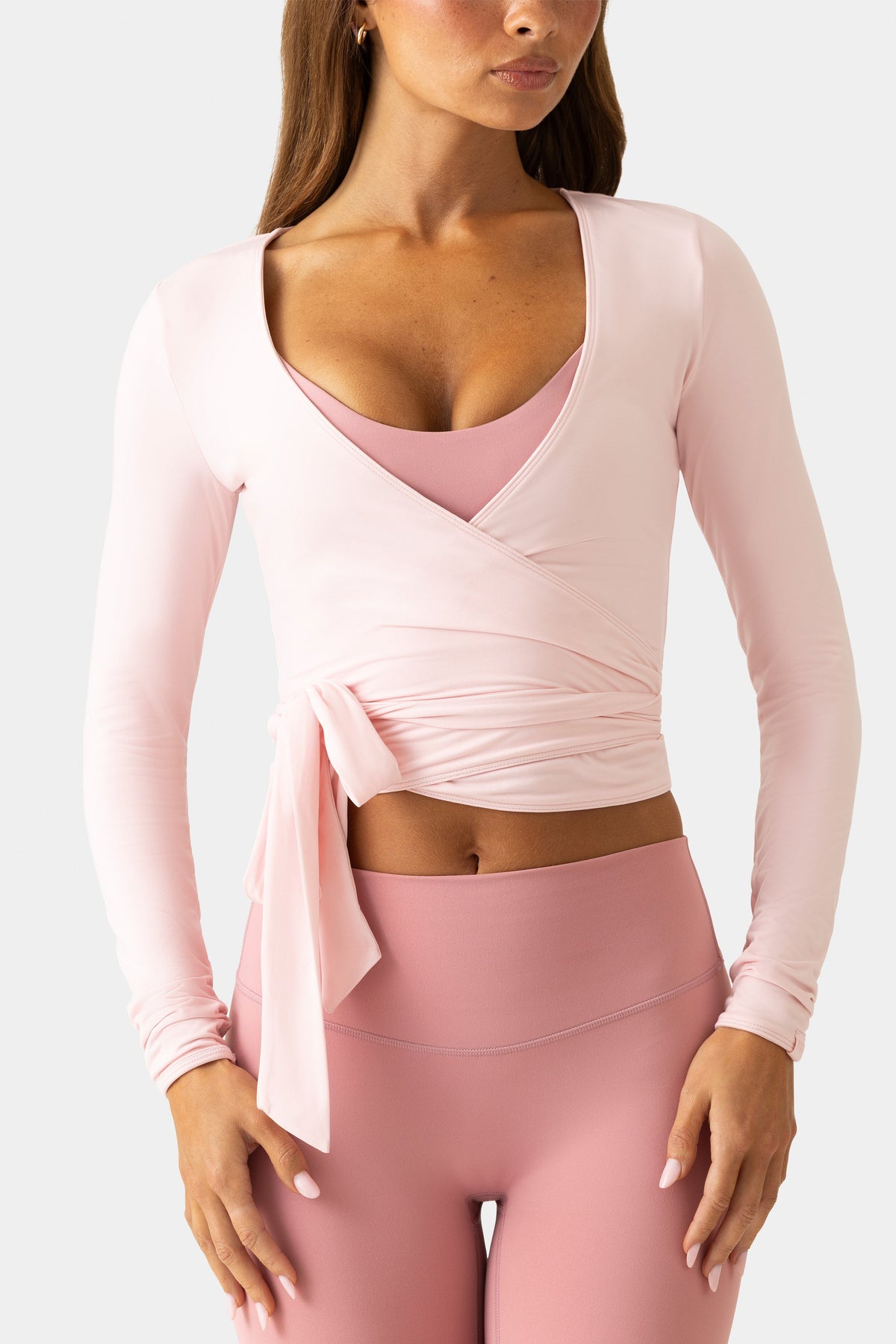 Soft Jersey Wrap Top in Soft Pink