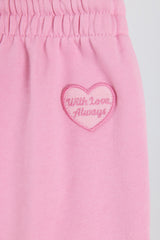 Soft Cotton Jersey Mid-Rise Wide-Leg Joggers in Baby Pink