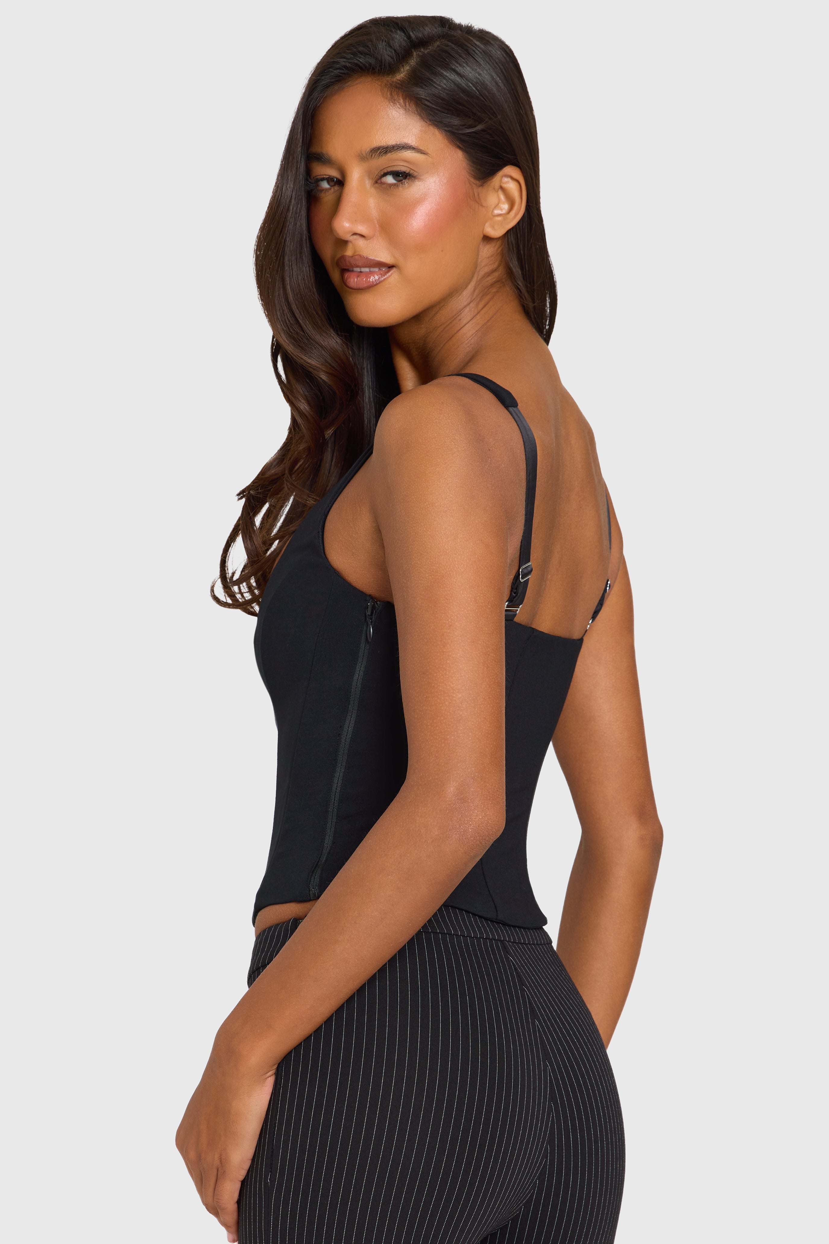 Ponte Corset Top in Black