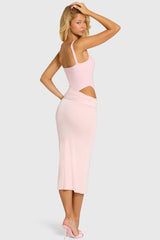 Bodice Draped Midi Dress in Baby Pink