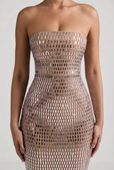 Embellished Bandeau Maxi Dress in Almond