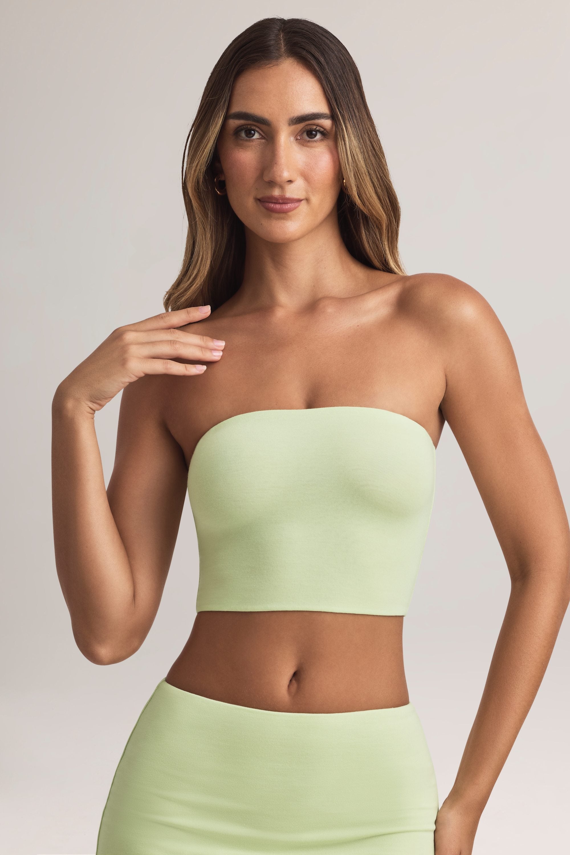 Modal Strapless Crop Top in Lime