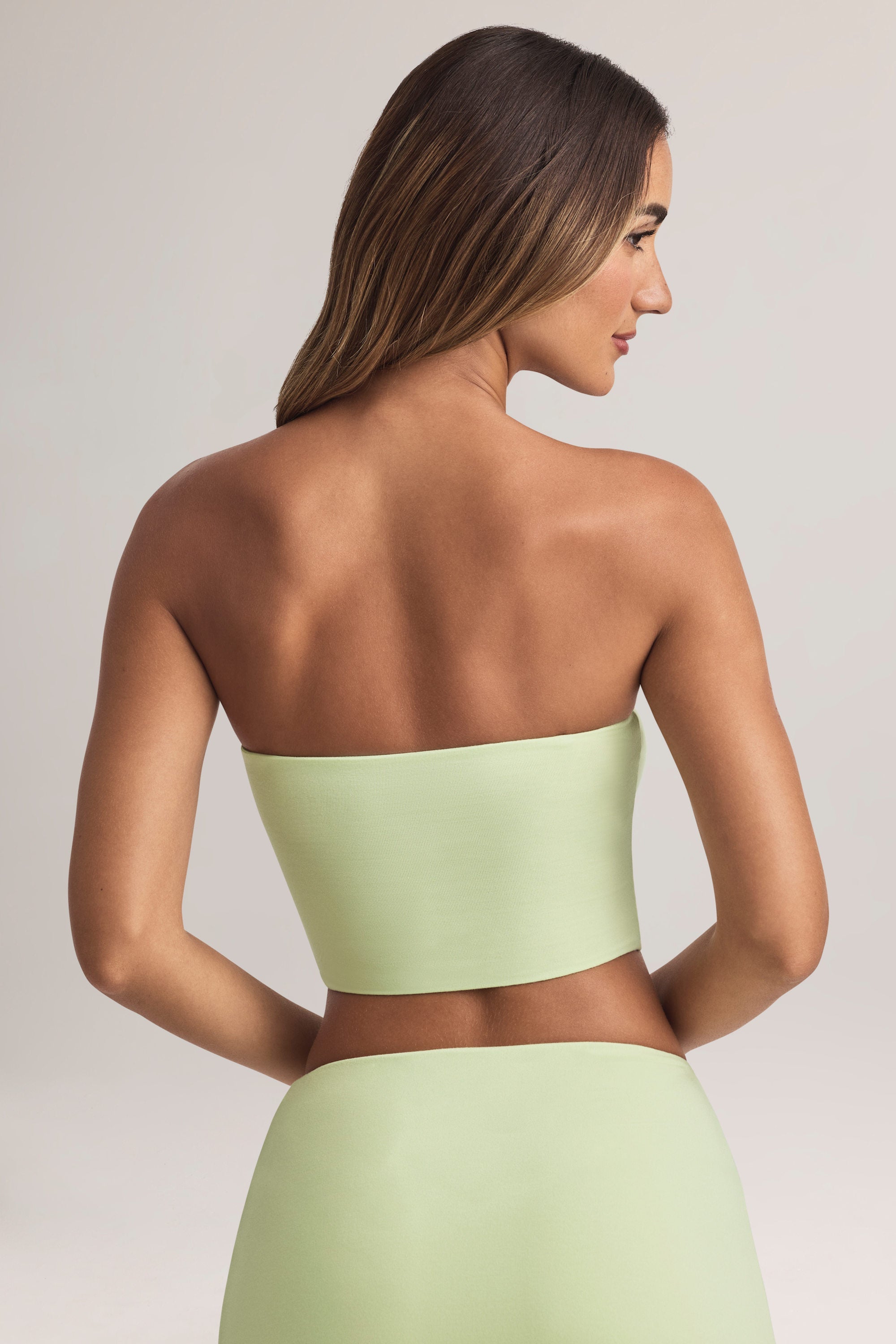 Modal Strapless Crop Top in Lime